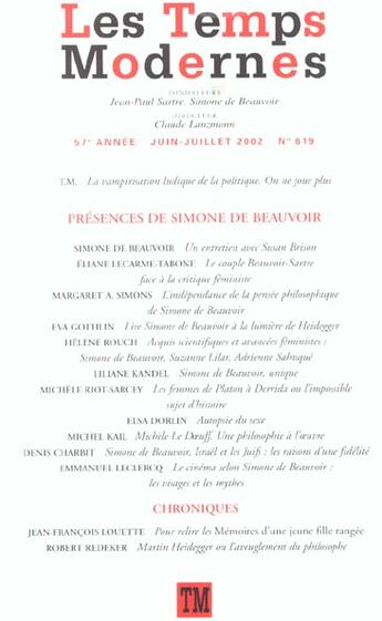 Couverture du livre « Revue Les temps modernes N.619 ; Juin-Juillet 2002 » de Collectif Gallimard aux éditions Gallimard