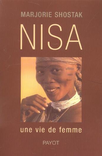 Couverture du livre « Nisa, une vie de femme » de Marjorie Shostak aux éditions Payot