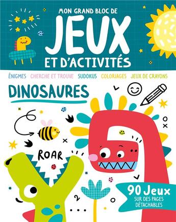 Couverture du livre « Mon grand bloc de jeux et d'activites - dinosaures » de Atelier Cloro aux éditions 1 2 3 Soleil