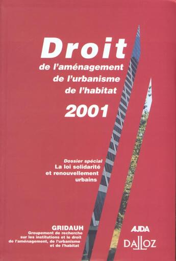 Couverture du livre « Droit de l'amenagement, de l'urbanisme, de l'habitat 2001- n 5 - 1ere ed. » de Gridauh aux éditions Dalloz