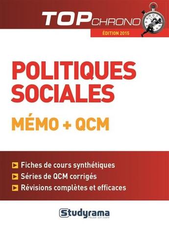 Couverture du livre « Politiques sociales ; mémo + QCM (3e édition) » de Michelle Gagnadoux aux éditions Studyrama