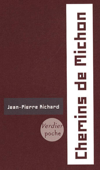 Couverture du livre « Chemins de Michon » de Jean-Pierre Richard aux éditions Verdier