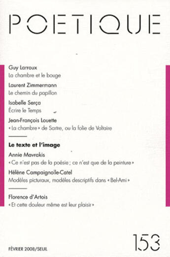 Couverture du livre « Revue poétique t.153 » de Michel Charles aux éditions Seuil