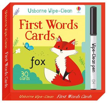 Couverture du livre « Wipe-clean : first words cards ; fox » de Felicity Brooks et Malu Lenzi aux éditions Usborne