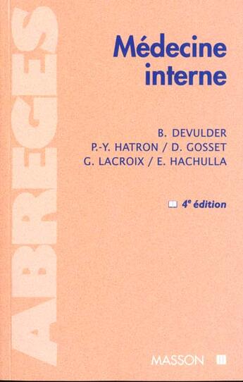 Couverture du livre « Medecine interne » de Goss et Devulder aux éditions Elsevier-masson