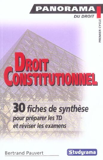 Couverture du livre « Droit constitutionnel » de Bertrand Pauvert aux éditions Studyrama