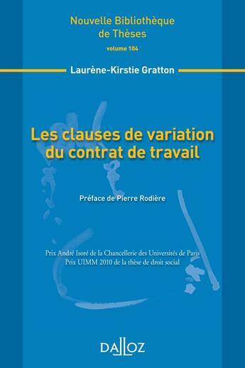Couverture du livre « Les clauses de variation du contrat de travail » de Laurene-Kirstie Gratton aux éditions Dalloz