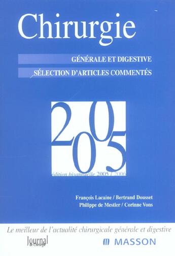 Couverture du livre « Chirurgie 2005 - chirurgie generale et digestive » de Lacaine/Dousset/Vons aux éditions Elsevier-masson