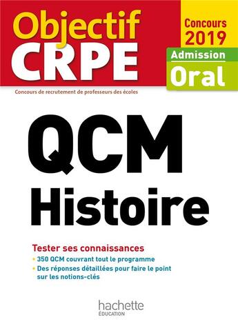 Couverture du livre « Qcm crpe : histoire 2019 » de Legrand Dominique aux éditions Hachette Education