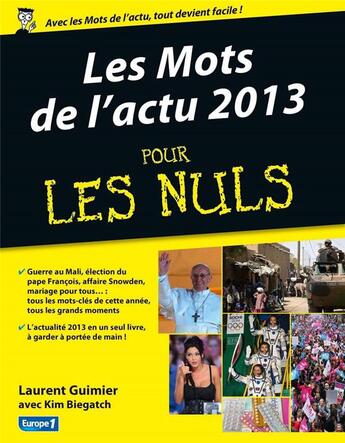 Couverture du livre « L'actu 2013 pour les nuls » de Guimier Laurent aux éditions First