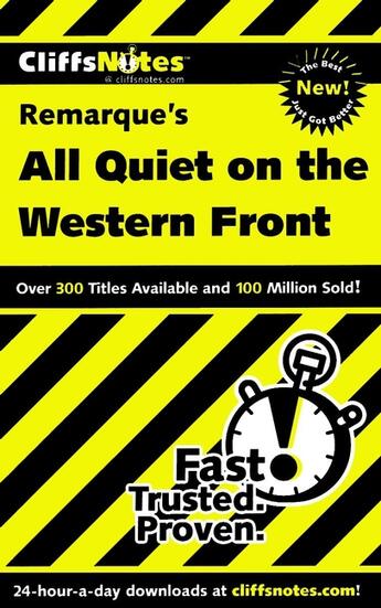 Couverture du livre « CliffsNotes on Remarque's All Quiet on the Western Front » de Van Kirk Susan aux éditions Houghton Mifflin Harcourt