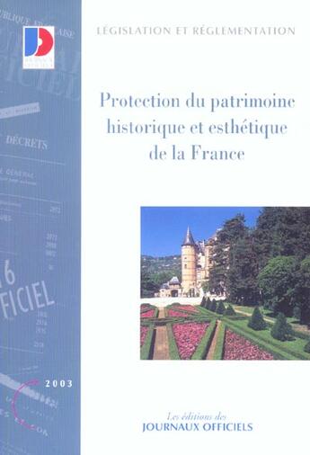 Couverture du livre « Protection du patrimoine historique et esthetique de la france » de  aux éditions Documentation Francaise