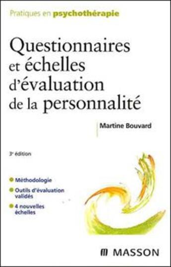 Couverture du livre « Questionnaires et échelles d'évaluation de la personnalité (3e édition) » de Martine Bouvard aux éditions Elsevier-masson