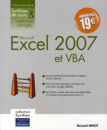 Couverture du livre « Excel 2007 et VBA » de Bernard Minot aux éditions Pearson