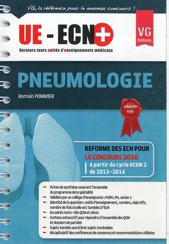 Couverture du livre « Ue ecn+ pneumologie » de Pommier Romain aux éditions Vernazobres Grego