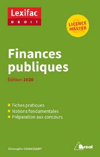 Couverture du livre « Finances publiques 2020 » de Christophe Ssinnassamy aux éditions Breal