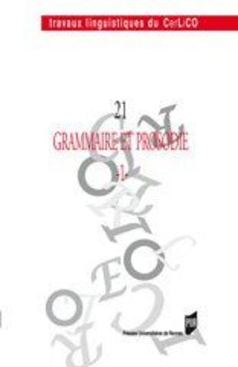 Couverture du livre « Grammaire et prosodie 1 » de Collin aux éditions Pu De Rennes