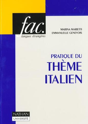 Couverture du livre « La Pratique Du Theme Italien » de Marietti et Genevoix aux éditions Nathan