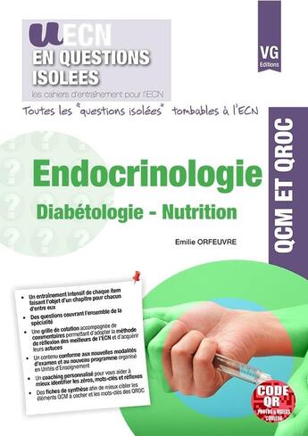 Couverture du livre « Endocrinologie ; diabétologie ; nutrition » de Emilie Orfeuvre aux éditions Vernazobres Grego