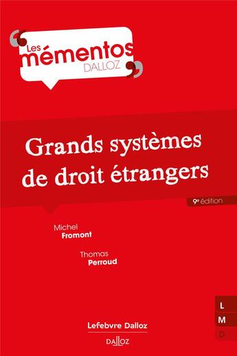 Couverture du livre « Grands systèmes de droit étrangers (9e édition) » de Michel Fromont aux éditions Dalloz