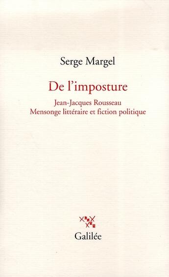 Couverture du livre « De l'imposture » de Serge Margel aux éditions Galilee