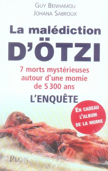 Couverture du livre « La malediction d'otzi » de Sabroux/Benhamou aux éditions Plon