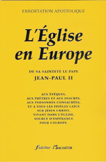 Couverture du livre « Eglise en Europe » de Jean-Paul Ii aux éditions Salvator