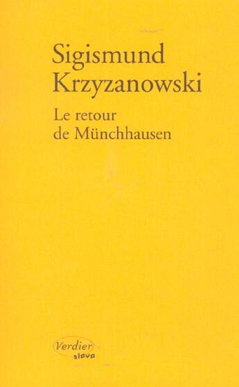 Couverture du livre « Le retour de münchhausen » de Krzyzanowski S aux éditions Verdier
