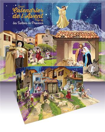 Couverture du livre « Grand calendrier de l'avent pop-up des santons de Provence » de Jerome Brasseur et Ines D' Oysonville aux éditions Artege