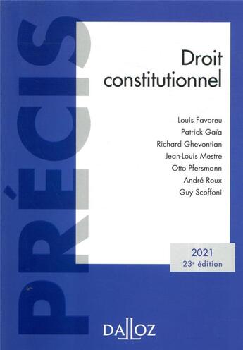 Couverture du livre « Droit constitutionnel (édition 2021) » de  aux éditions Dalloz