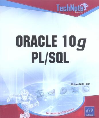 Couverture du livre « Oracle 10g PL/SQL » de Jerome Gabillaud aux éditions Eni