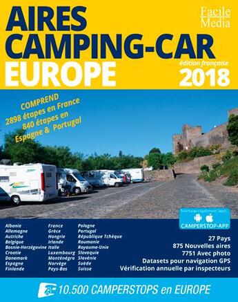 Couverture du livre « Aires camping-car Europe (édition 2018) » de  aux éditions Craenen