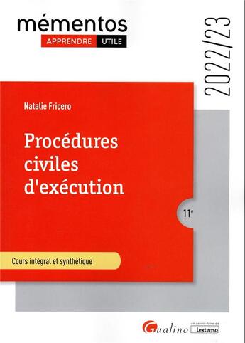 Couverture du livre « Procédures civiles d'exécution : cours intégral et synthétique (11e édition) » de Natalie Fricero aux éditions Gualino