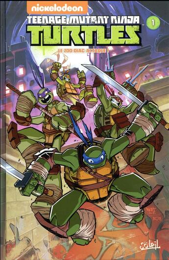 Couverture du livre « Teenage Mutant Ninja Turtles ; les Tortues Ninja t.1 ; le zoo-diac attaque ! » de  aux éditions Soleil