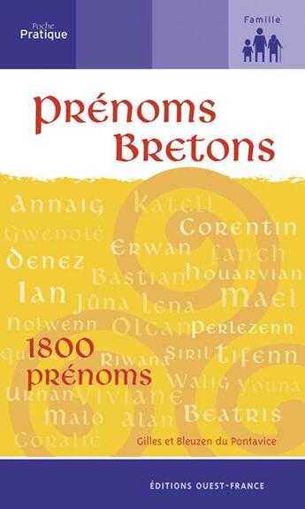 Couverture du livre « Prenoms brétons » de Gilles Du Pontavice et Bleuzen Du Pontavice aux éditions Ouest France