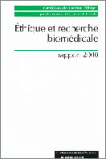 Couverture du livre « Ethique et recherche biomedicale » de  aux éditions Documentation Francaise