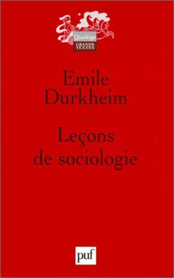 Couverture du livre « Lecons de sociologie (4eme ed) (4e édition) » de Emile Durkheim aux éditions Puf