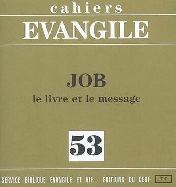 Couverture du livre « CAHIERS DE L'EVANGILE T.53 » de  aux éditions Cerf