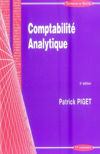 Couverture du livre « Comptabilite Analytique (5e Edition) » de Patrick Piget aux éditions Economica