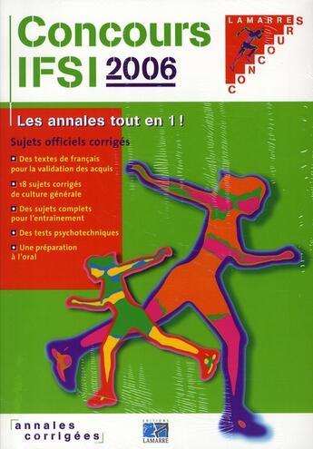 Couverture du livre « Pack concours ifsi 2006 » de  aux éditions Lamarre