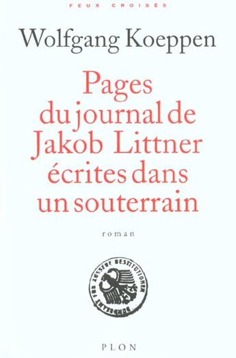 Couverture du livre « Journal De Jacob » de Wolfgang Koeppen aux éditions Plon