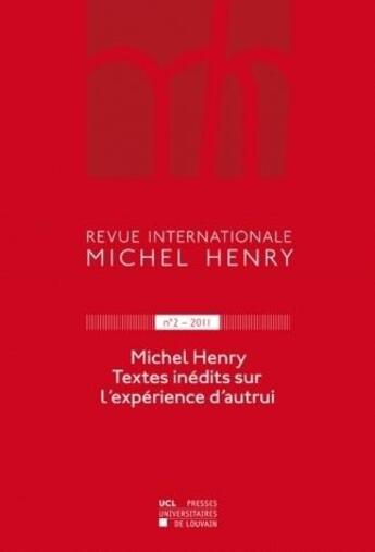 Couverture du livre « Revue Michel Henry t.2 » de  aux éditions Pu De Louvain