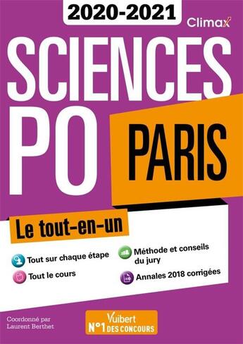 Couverture du livre « Sciences po Paris ; le tout-en-un (édition 2020/2021) » de Laurent Berthet aux éditions Vuibert