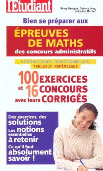Couverture du livre « Bien se preparer aux epreuves de mathematiques » de Remy Georges aux éditions L'etudiant