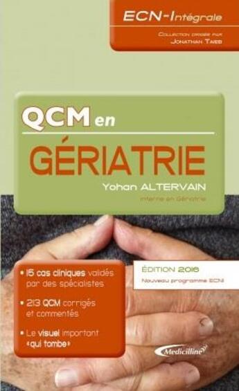 Couverture du livre « Qcm en gériatrie » de Yohan Altervain aux éditions Medicilline