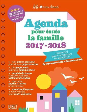 Couverture du livre « Agenda pour toute la famille 2017/2018 » de Fifi Mandirac aux éditions First