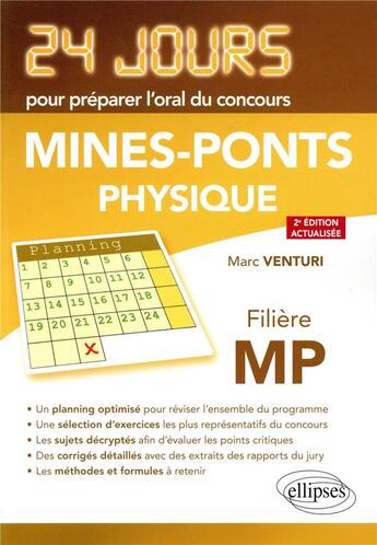 Couverture du livre « 24 jours ; physique ; Mines, Ponts ; MP » de Marc Venturi aux éditions Ellipses