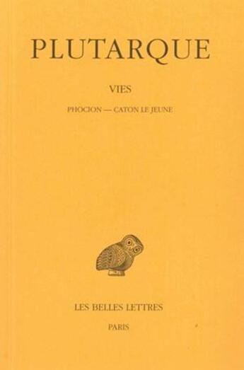 Couverture du livre « Vies Tome 10 » de Plutarque aux éditions Belles Lettres