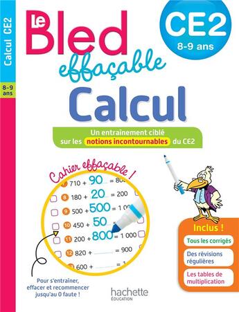 Couverture du livre « Bled effacable calcul ce2 » de Neumayer/Razet aux éditions Hachette Education