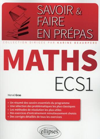 Couverture du livre « Maths ecs1 » de Gras Herve aux éditions Ellipses